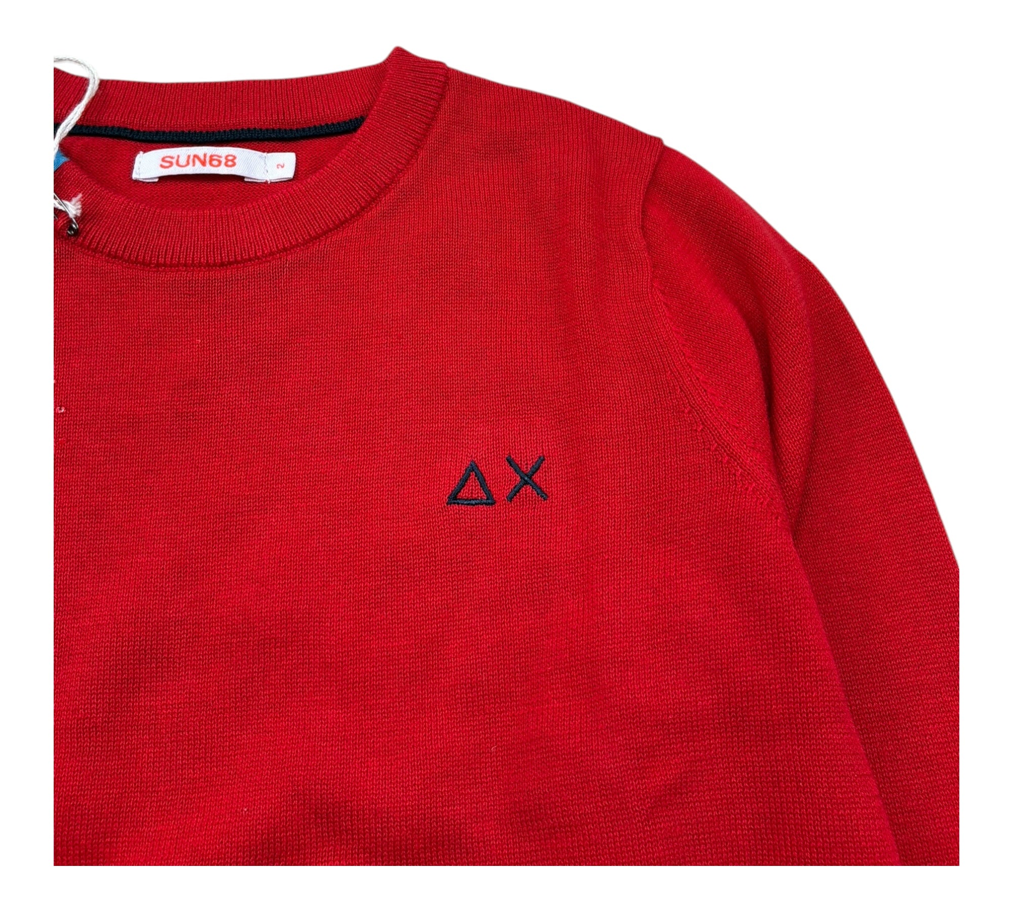 Sun68 Maglia Girocollo Tinta Unita con Logo per Neonato K33301N ROSSO SUN68 