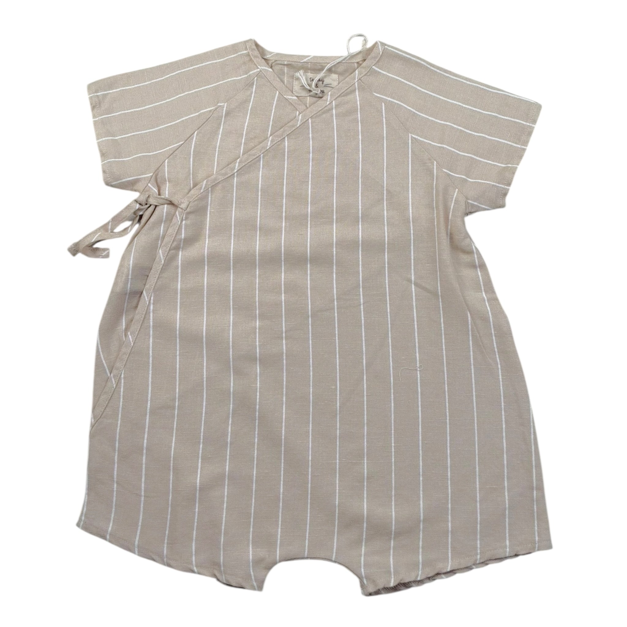 Teddy E Minou Pagliaccetto Mezza Manica Tinta Unita con Fantasia A Righe per Neonata E24TU024L6010 BEIGE TEDDY E MINOU 