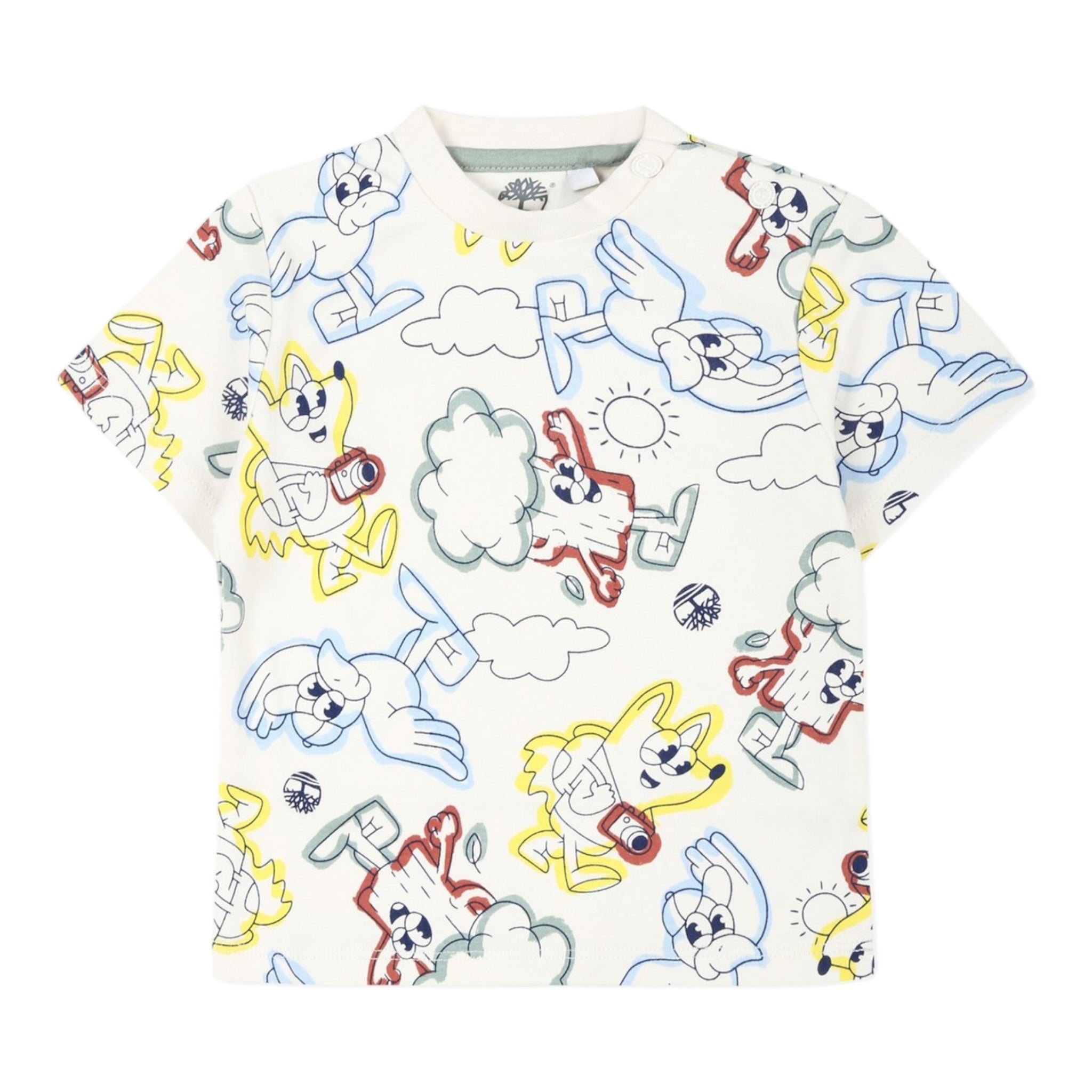 Timberland T-Shirt Girocollo Tinta Unita con Stampe per Neonato T60386 PANNA TIMBERLAND 