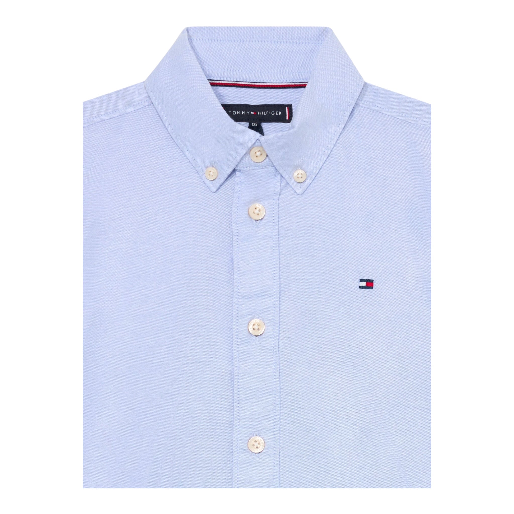Tommy Hilfiger Camicia Manica Lunga Tinta Unita per Bambino KB0KB08728 AZZURRO TOMMY HILFIGER 