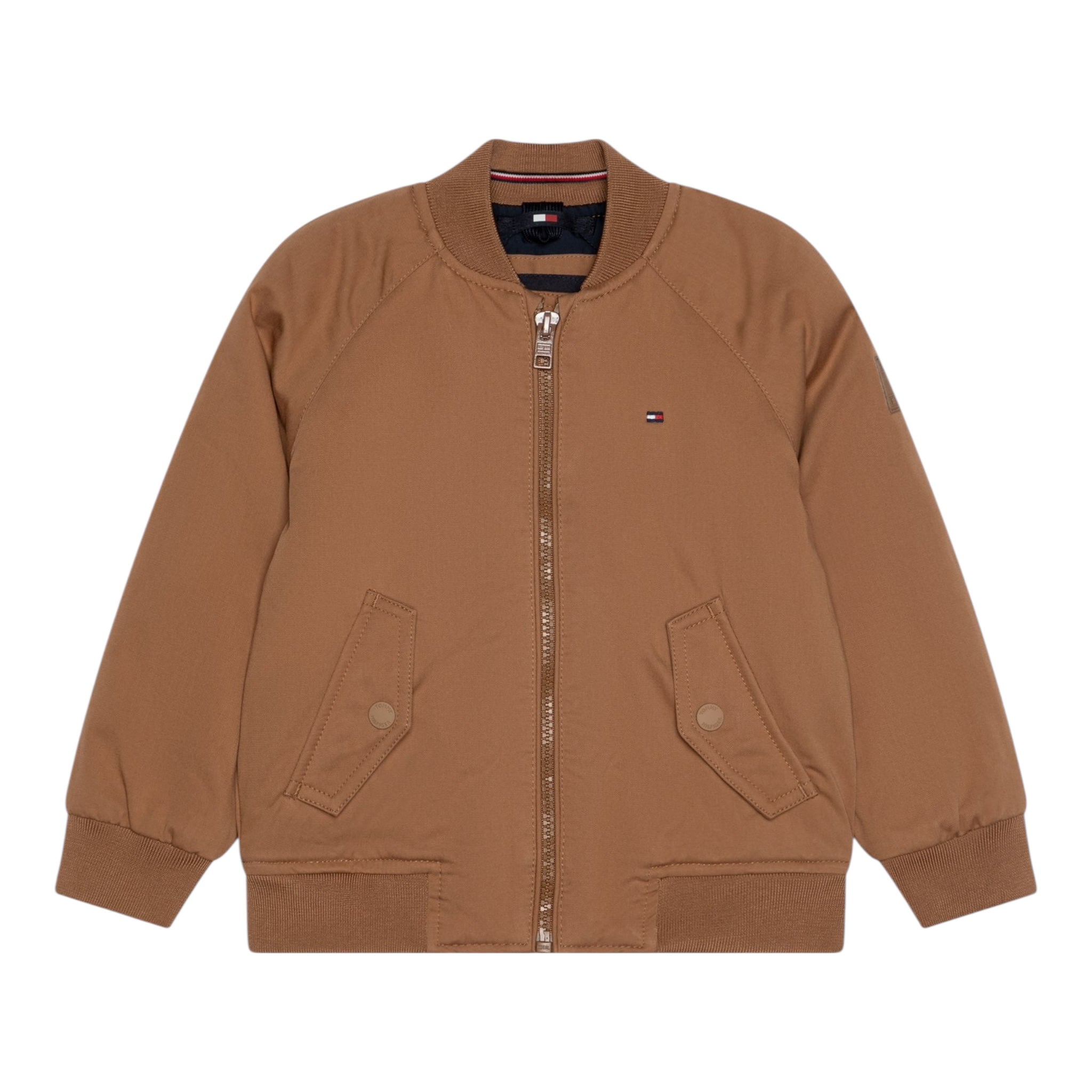 Tommy Hilfiger Giubbino Tinta Unita con Zip E Logo per Bambino KB0KB09363 MARRONE TOMMY HILFIGER 