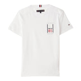 Tommy Hilfiger T-Shirt Girocollo Tinta Unita con Stampa per Bambino KB0KB09536 BIANCO TOMMY HILFIGER 