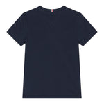 Tommy Hilfiger T-Shirt Girocollo Tinta Unita con Logo per Bambino KB0KB09538 BLU TOMMY HILFIGER 