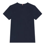 Tommy Hilfiger T-Shirt Girocollo Tinta Unita con Logo per Bambino KB0KB09538 BLU TOMMY HILFIGER 