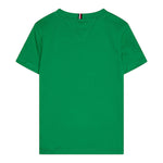 Tommy Hilfiger T-Shirt Girocollo Tinta Unita con Logo per Bambino KB0KB09538X VERDE TOMMY HILFIGER 
