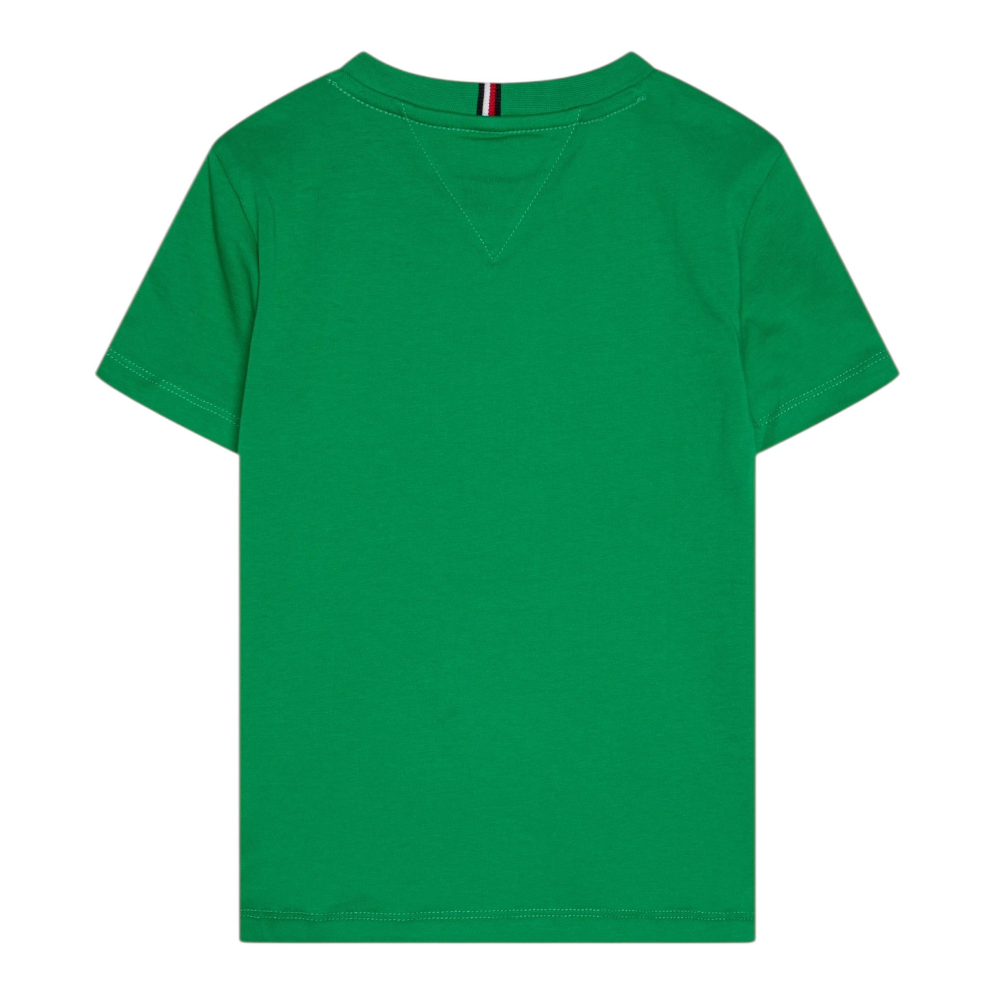 Tommy Hilfiger T-Shirt Girocollo Tinta Unita con Logo per Bambino KB0KB09538X VERDE TOMMY HILFIGER 