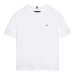Tommy Hilfiger T-Shirt Girocollo Tinta Unita con Logo per Bambino KB0KB09601 BIANCO TOMMY HILFIGER 