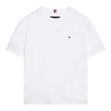 Tommy Hilfiger T-Shirt Girocollo Tinta Unita con Logo per Bambino KB0KB09601 BIANCO TOMMY HILFIGER 