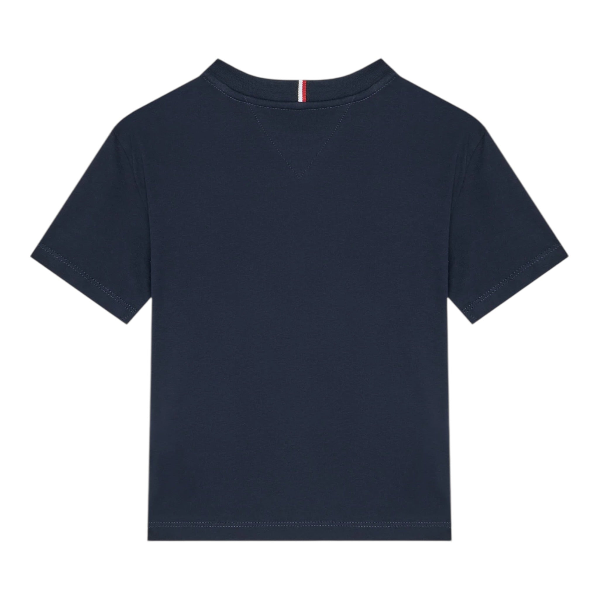 Tommy Hilfiger T-Shirt Girocollo Tinta Unita con Logo per Bambino KB0KB09601 BLU TOMMY HILFIGER 
