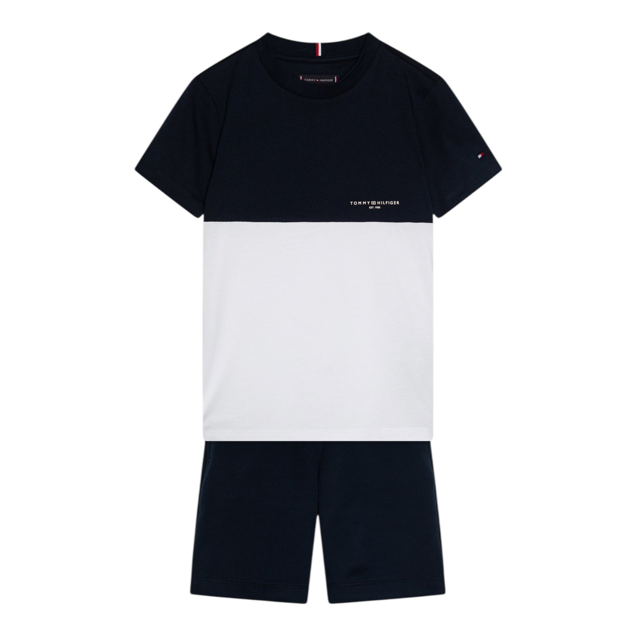 Tommy Hilfiger Completo 2 Pezzi T-Shirt-Bermuda per Bambino KB0KB09620X BIANCO/BLU TOMMY HILFIGER 