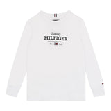 Tommy Hilfiger Shirt Girocollo Tinta Unita con Logo per Neonato KB0KB09633 BIANCO TOMMY HILFIGER 