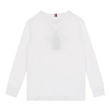 Tommy Hilfiger Shirt Girocollo Tinta Unita con Logo per Neonato KB0KB09633 BIANCO TOMMY HILFIGER 