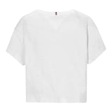 Tommy Hilfiger T-Shirt Girocollo Tinta Unita con Logo per Bambino KG0KG08555 BIANCO TOMMY HILFIGER 