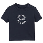 Tommy Hilfiger T-Shirt Girocollo tinta unita con Logo Blu per Neonato KN0KN01964 BLU TOMMY HILFIGER 