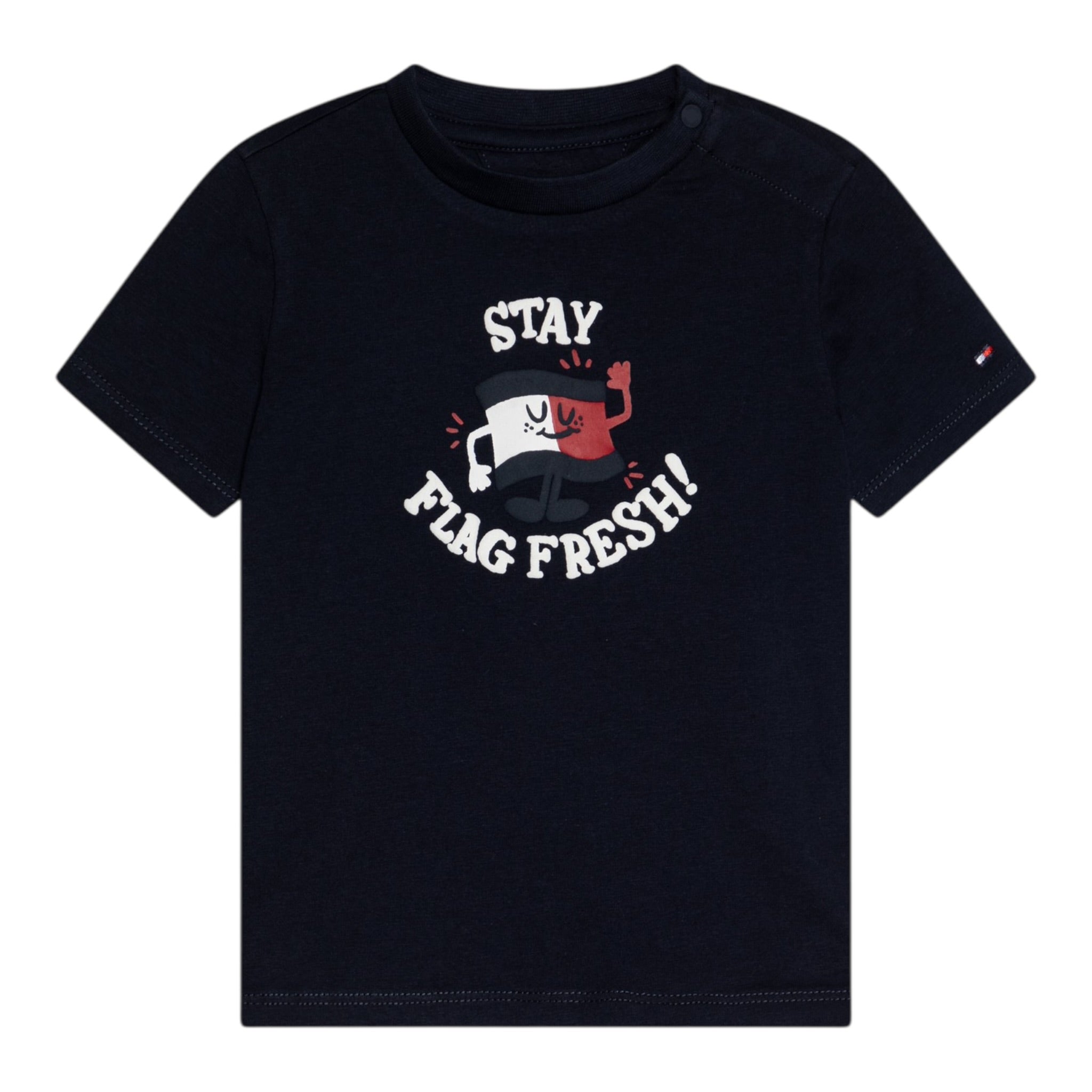 Tommy Hilfiger T-Shirt Girocollo Tinta Unita con Logo per Neonato KN0KN02024 BLU TOMMY HILFIGER 