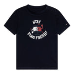 Tommy Hilfiger T-Shirt Girocollo Tinta Unita con Logo per Neonato KN0KN02024X BLU TOMMY HILFIGER 