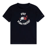 Tommy Hilfiger T-Shirt Girocollo Tinta Unita con Logo per Neonato KN0KN02024X BLU TOMMY HILFIGER 
