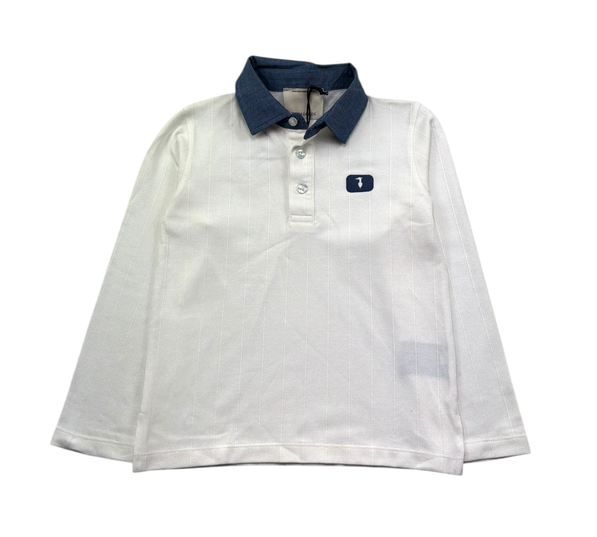Trussardi Polo Manica Lunga Tinta Unita con Logo per Bambino TBP26134PO BIANCO TRUSSARDI 