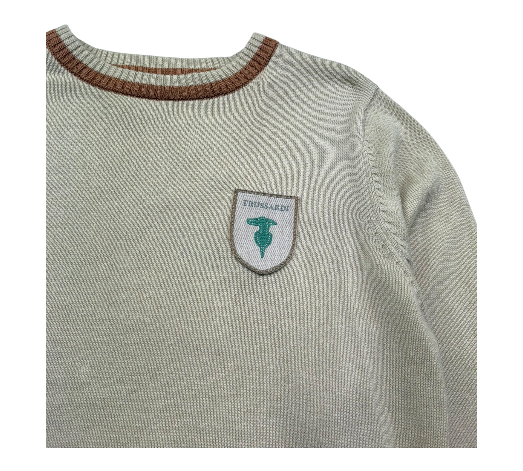 Trussardi Maglia Girocollo Tinta Unita con Logo per Bambino TBP26155MA BEIGE TRUSSARDI 
