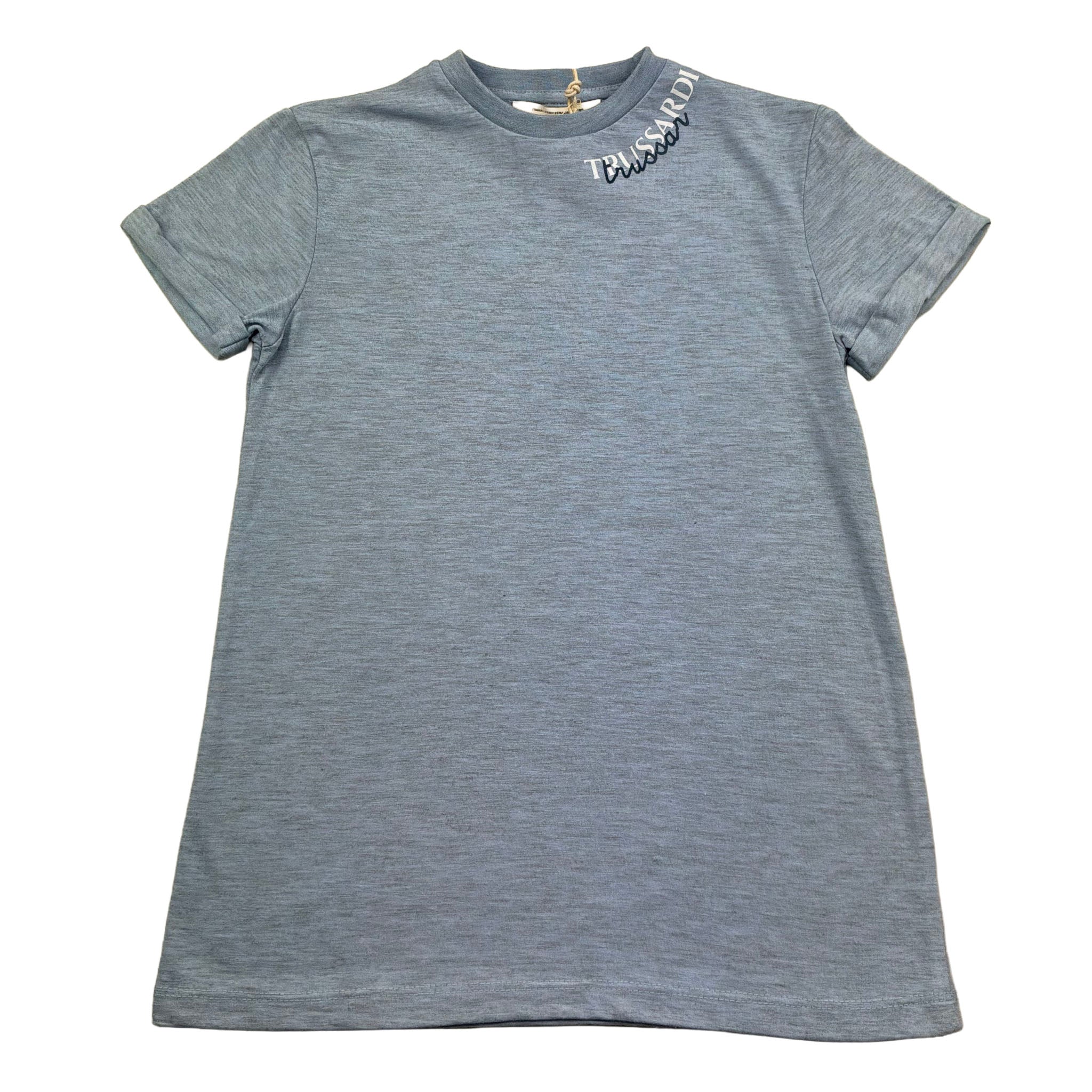 Trussardi T-Shirt Girocollo Tinta Unita con Logo per Bambino TGP26033TS AZZURRO TRUSSARDI 