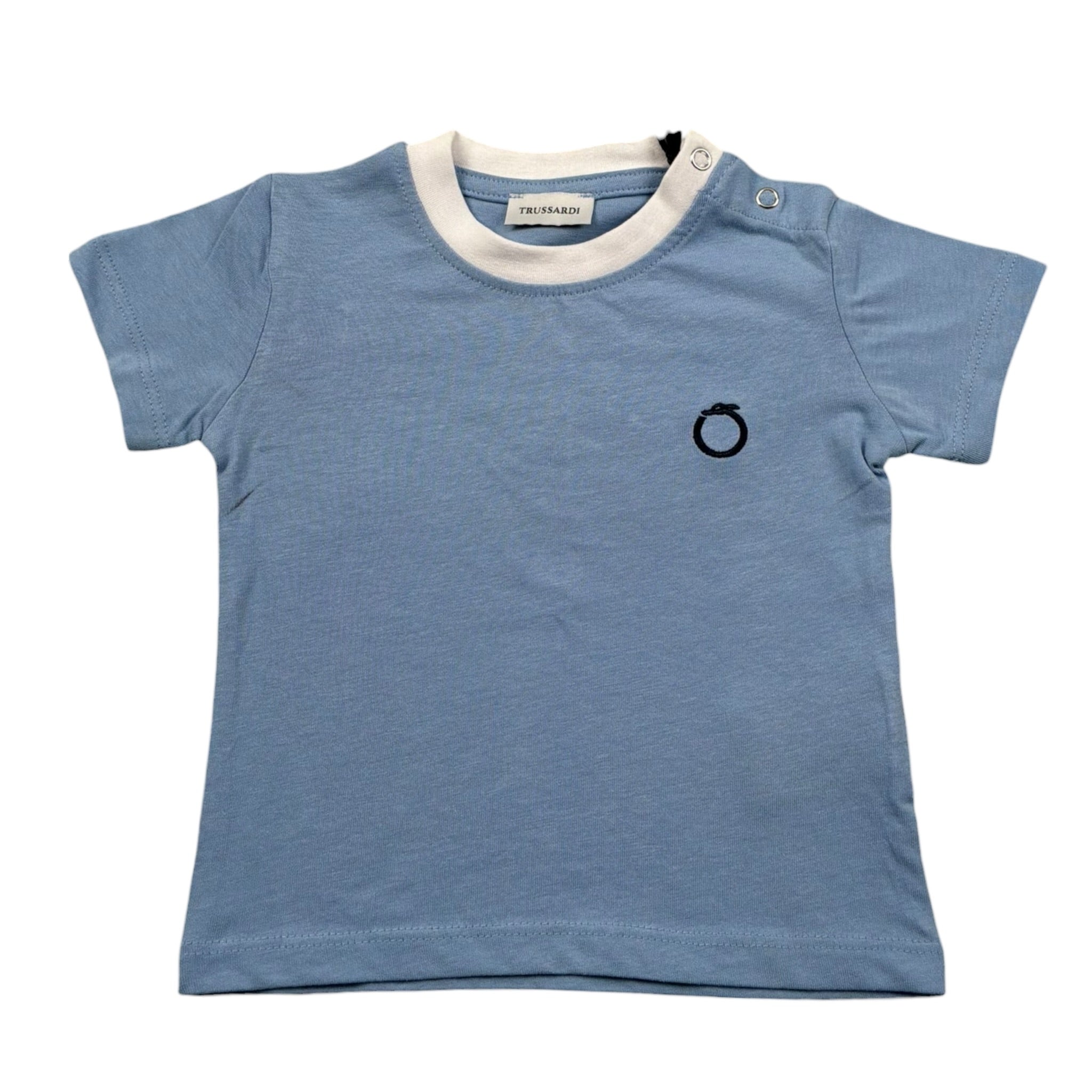 Trussardi T-Shirt Tinta Unita con Stampa per Neonato TIP25045TSX AZZURRO TRUSSARDI 