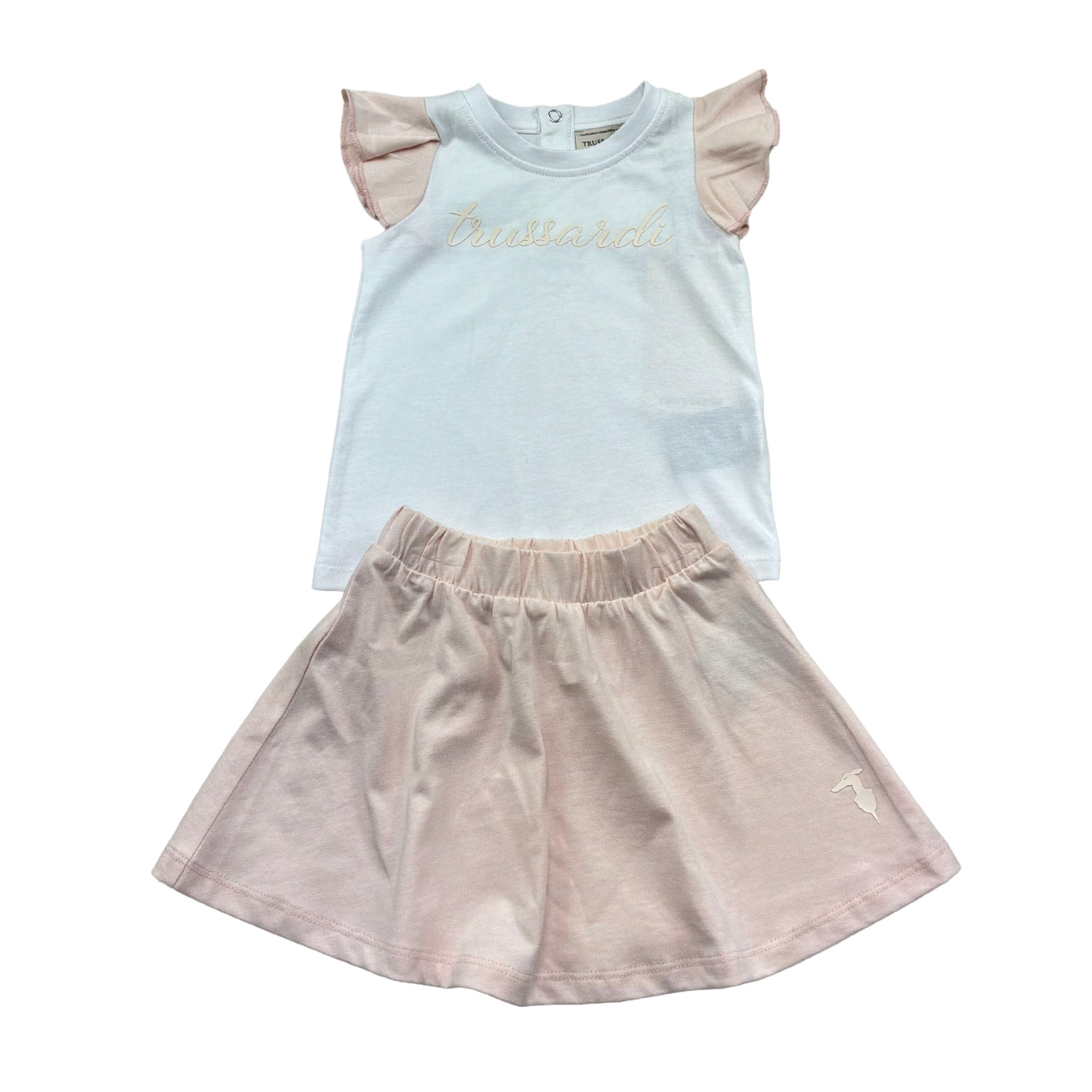 Trussardi Completo 2 Pezzi T-Shirt-Gonna Bicolore per Neonata TIP26022CJ BIANCO/ROSA TRUSSARDI 