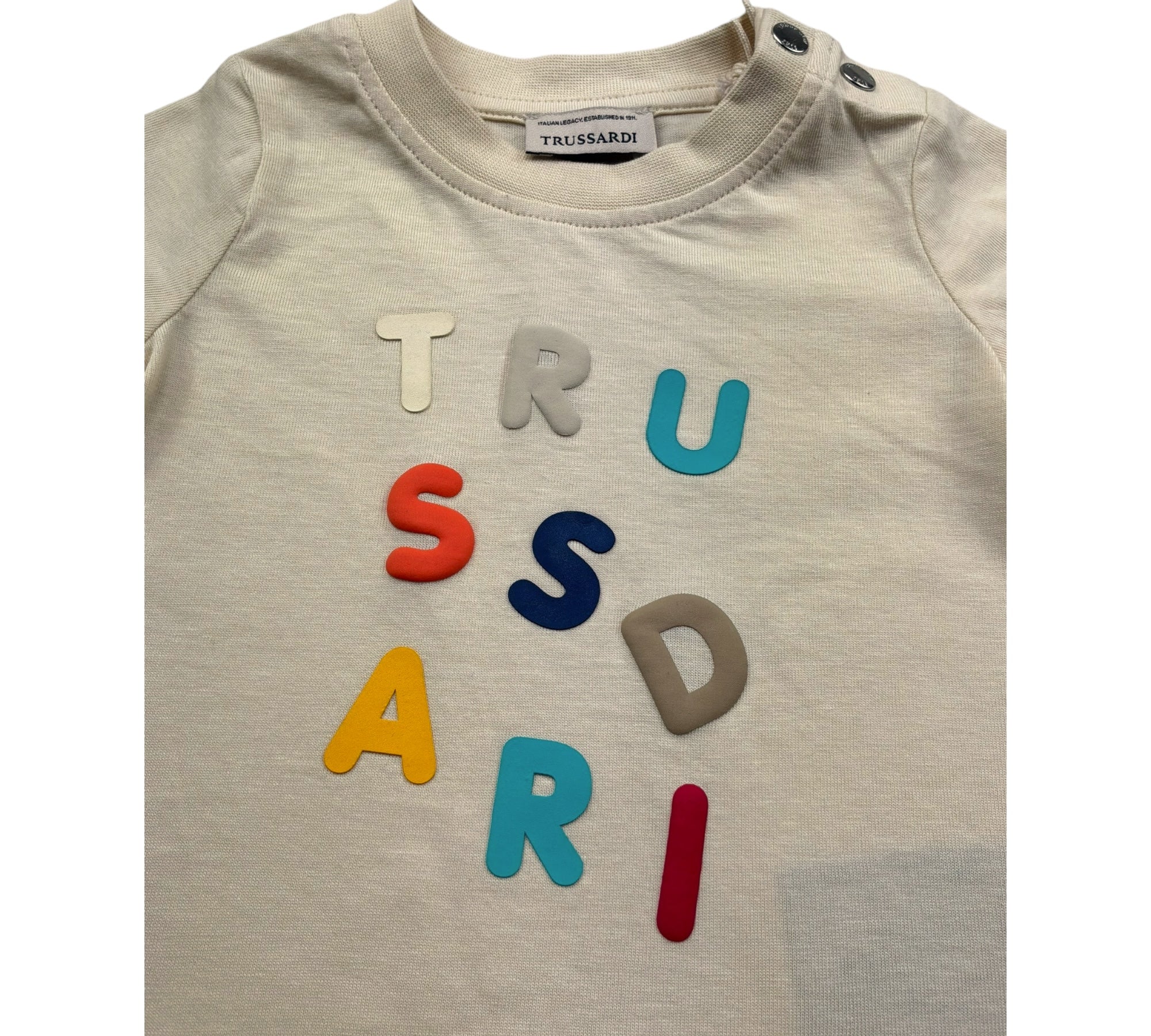 Trussardi T-Shirt Girocollo Tinta Unita con Stampe per Neonato TIP26070TS BEIGE TRUSSARDI 