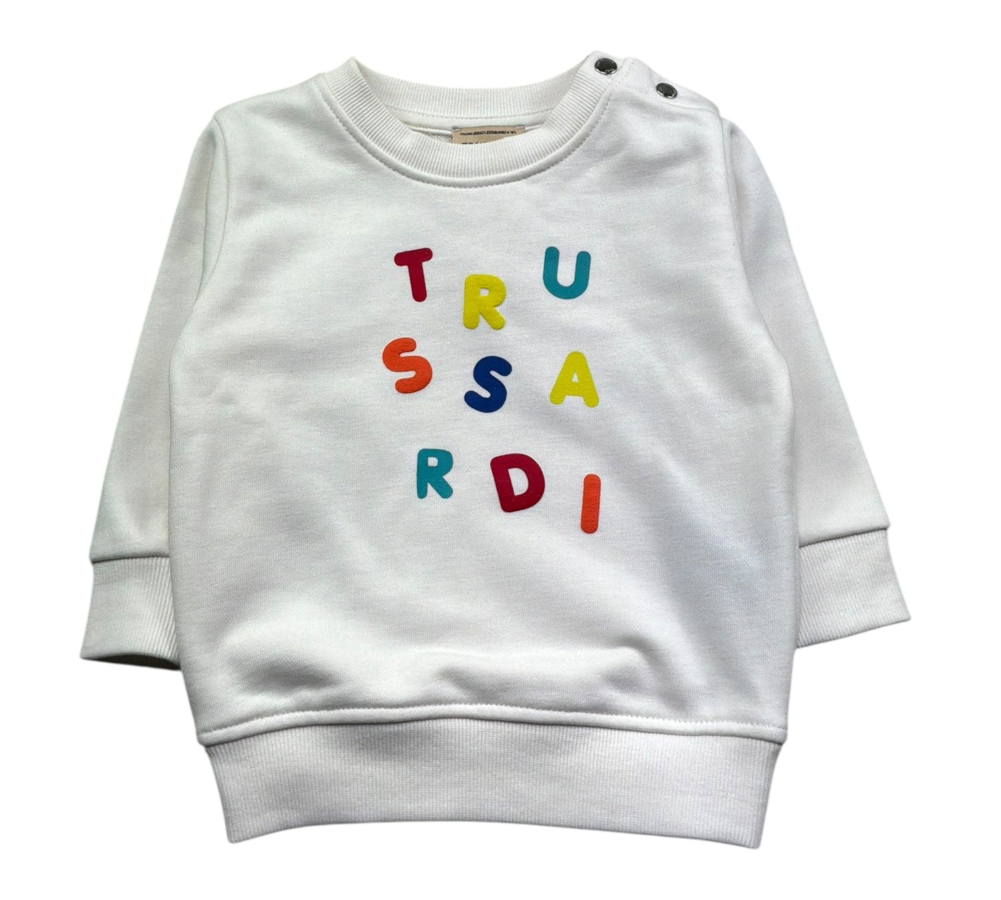 Trussardi Felpa Chiusa Girocollo Tinta Unita con Stampe per Neonato TIP26084FE BIANCO TRUSSARDI 