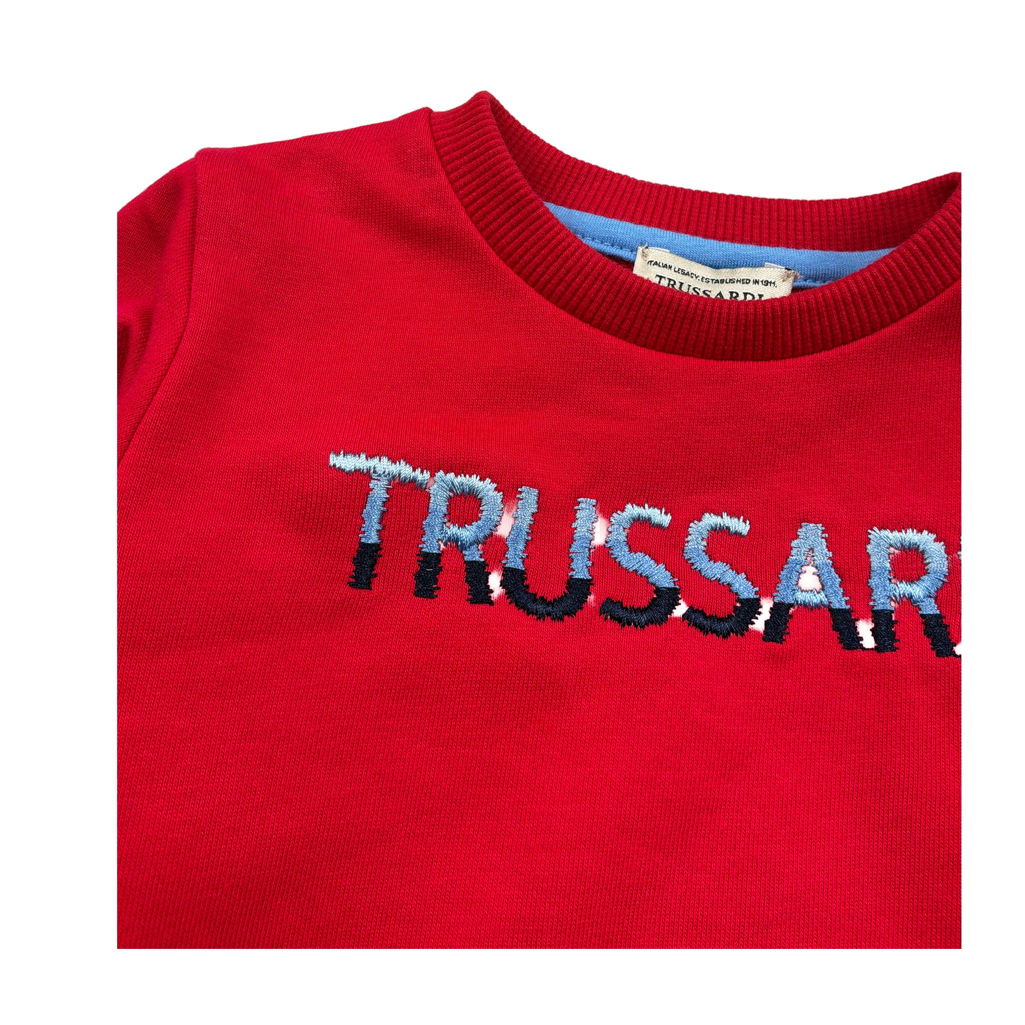 Trussardi Felpa Chiusa Girocollo Tinta Unita con Logo per Neonato TIP26091FE ROSSO TRUSSARDI 