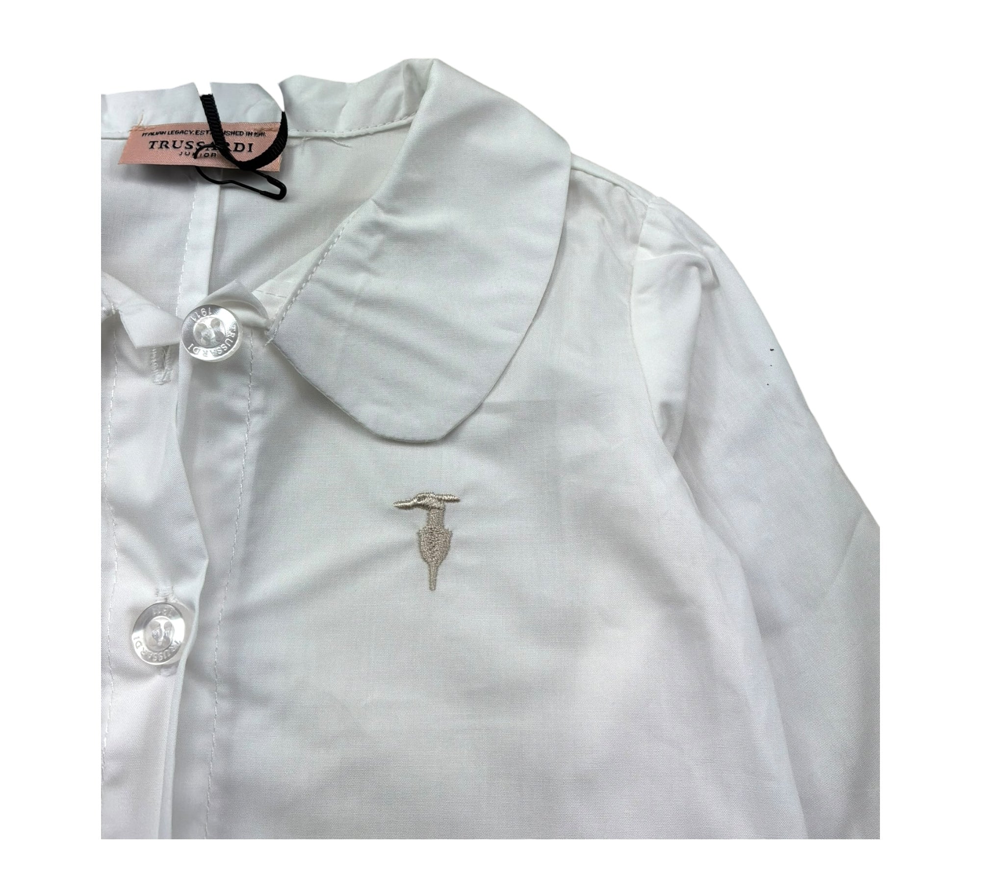 Trussardi Camicia Manica Lunga Tinta Unita con Logo per Neonata TIP26127CA BIANCO TRUSSARDI 
