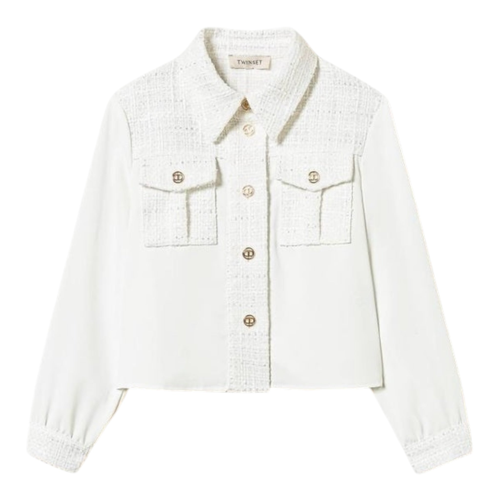 Twinset Camicia Tinta Unita con Tasche per Bambina 251GJ2QQ1 BIANCO TWINSET 