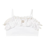 Twinset Top A Bretelle Tinta Unita con Ricami per Bambina 251GJ2QR5X BIANCO TWINSET 