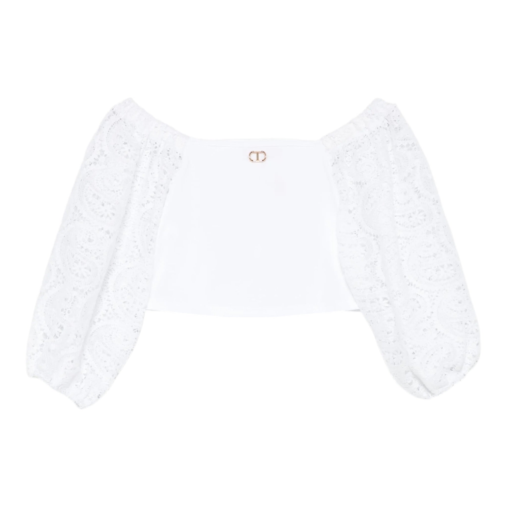 Twinset Top Maniche Ricamate Tinta Unita per Bambina 251GJ2QR9 BIANCO TWINSET 