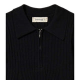 Twinset Abito Mezza Manica Tinta Unita con Zip E Colletto per Bambina 251GJ3401X NERO TWINSET 
