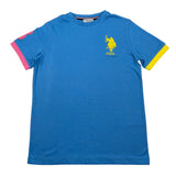 U.S. Polo Assn T-Shirt Girocollo Tinta Unita con Logo per Bambino US41554004 AZZURRO U.S. POLO ASSN 