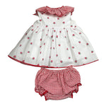 Valentina Bebes Set Abito-Coulotte Tinta Unita con Stampa Fragole per Neonata LOVE136 BIANCO VALENTINA BEBES 