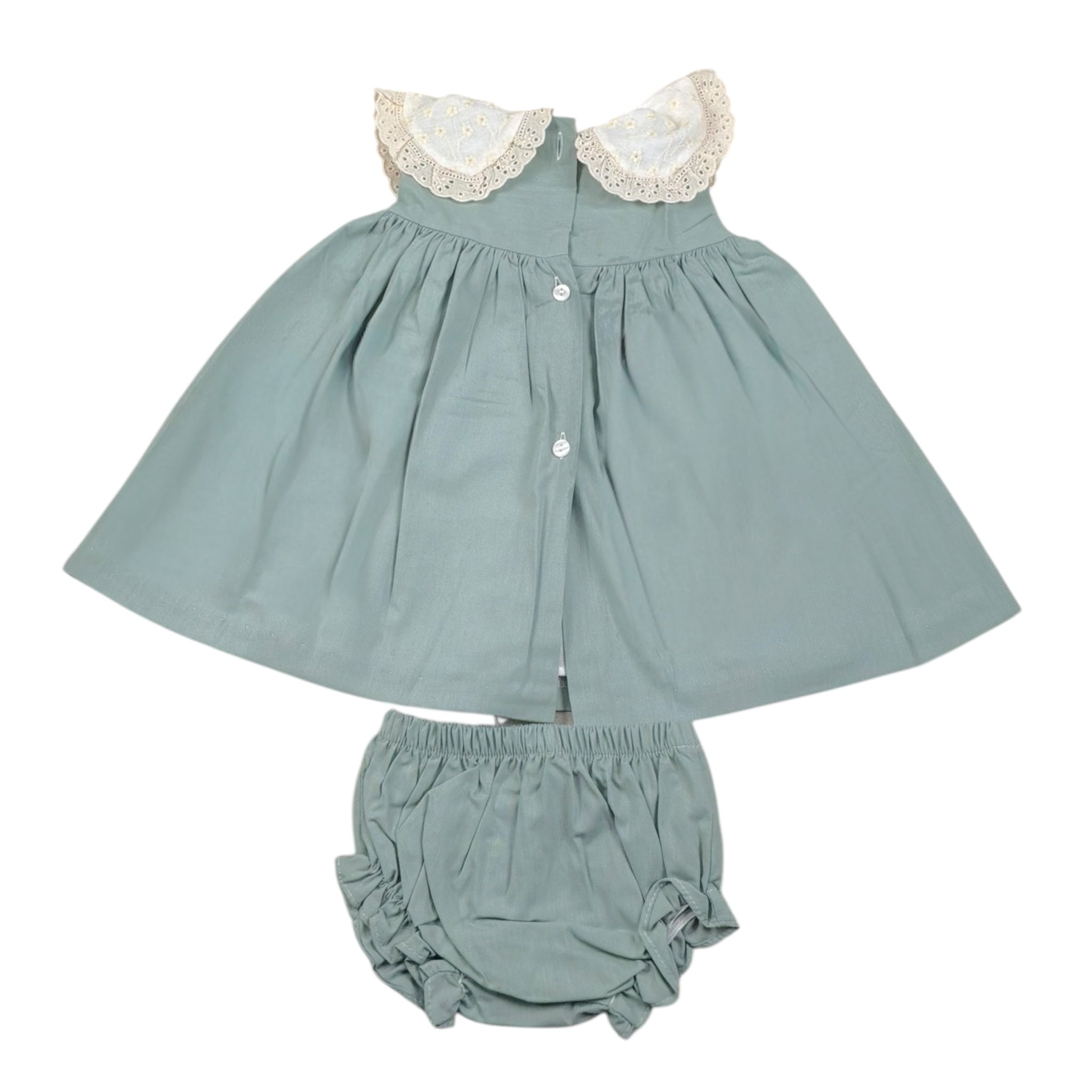 Valentina Bebes Set Abito-Coulotte Tinta Unita per Neonata LOVE13N VERDE VALENTINA BEBES 