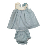 Valentina Bebes Set Abito-Coulotte Tinta Unita con Fantasia A Righe per Neonata LOVE8 AZZURRO VALENTINA BEBES 