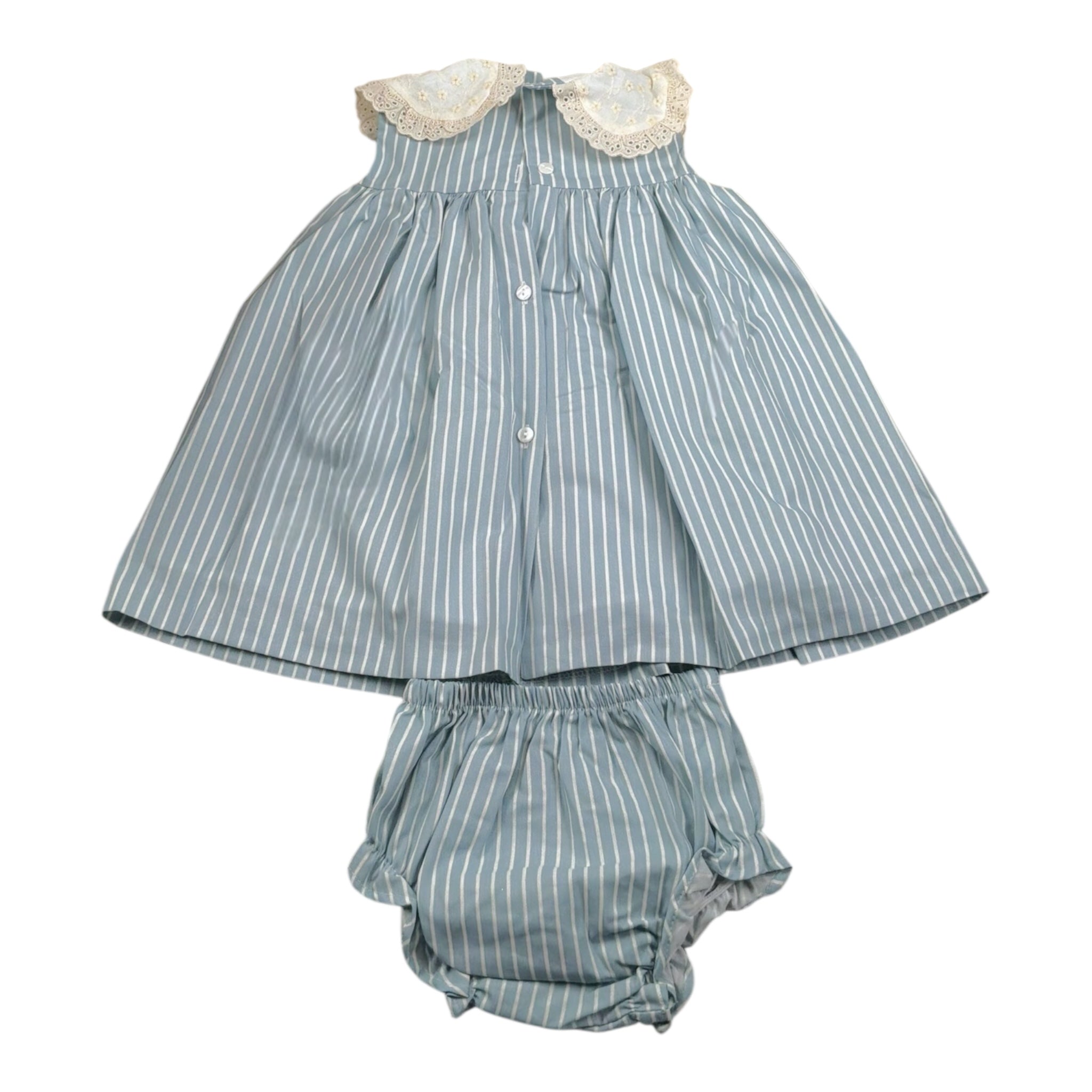 Valentina Bebes Set Abito-Coulotte Tinta Unita con Fantasia A Righe per Neonata LOVE8 AZZURRO VALENTINA BEBES 