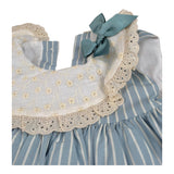 Valentina Bebes Set Abito-Coulotte Tinta Unita con Fantasia A Righe per Neonata LOVE8 AZZURRO VALENTINA BEBES 