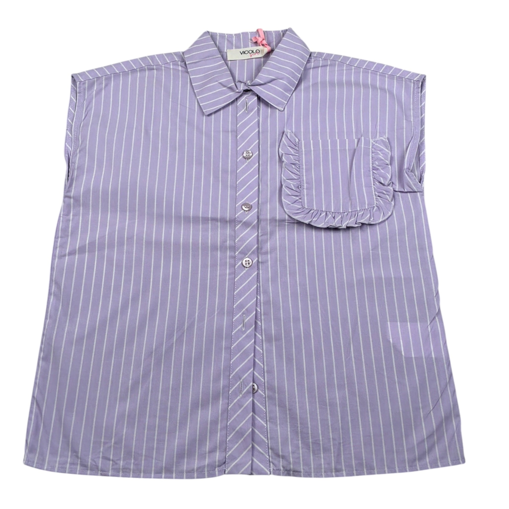 Vicolo Camicia Giromanica tinta unita con Taschino Lilla per Bambina 3146C0779 LILLA VICOLO 