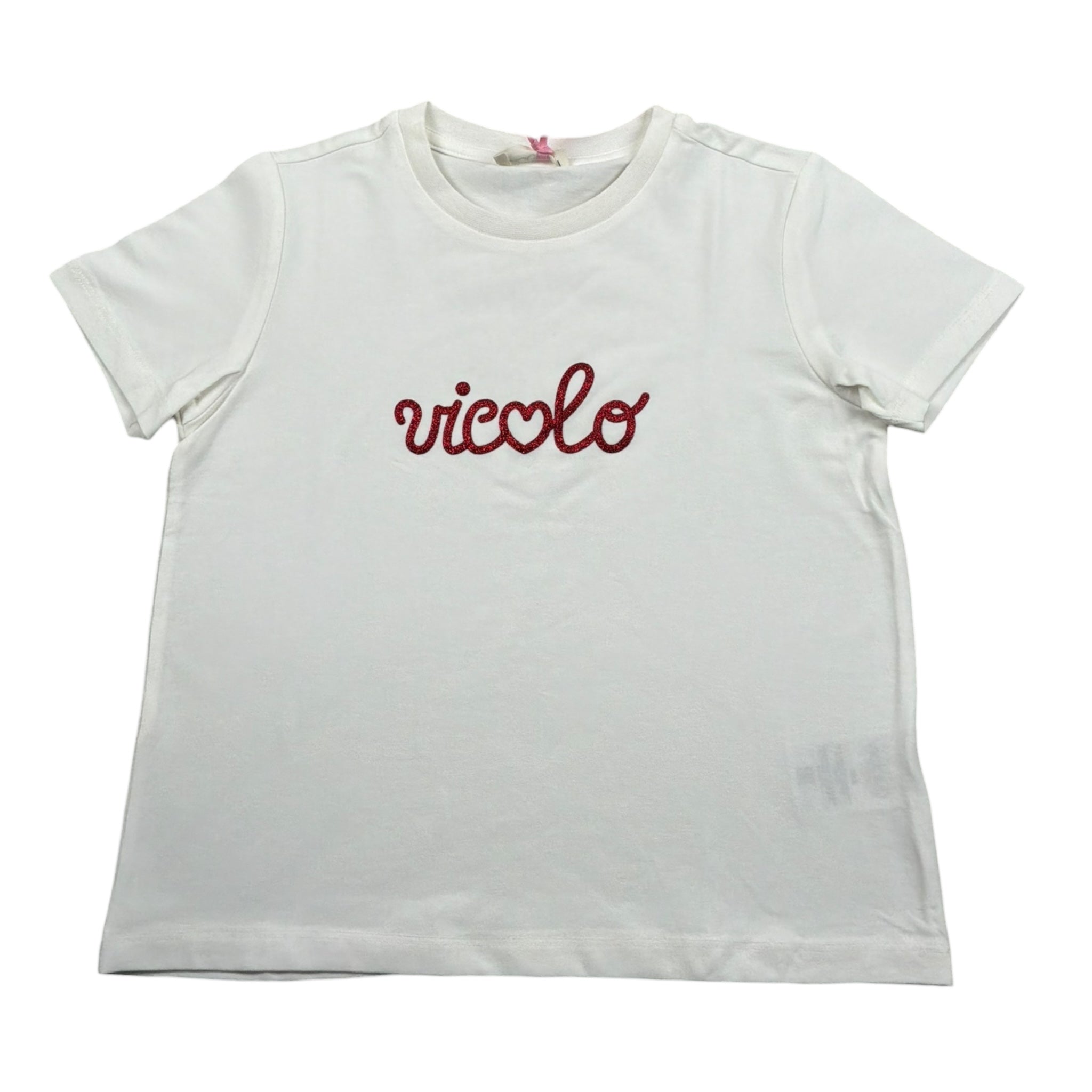 Vicolo T-Shirt Girocollo Tinta Unita con Brillantini per Neonata 3146M00230N BIANCO VICOLO 