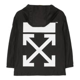 Off-White Black Zip Up Hooded Jacket For Boys