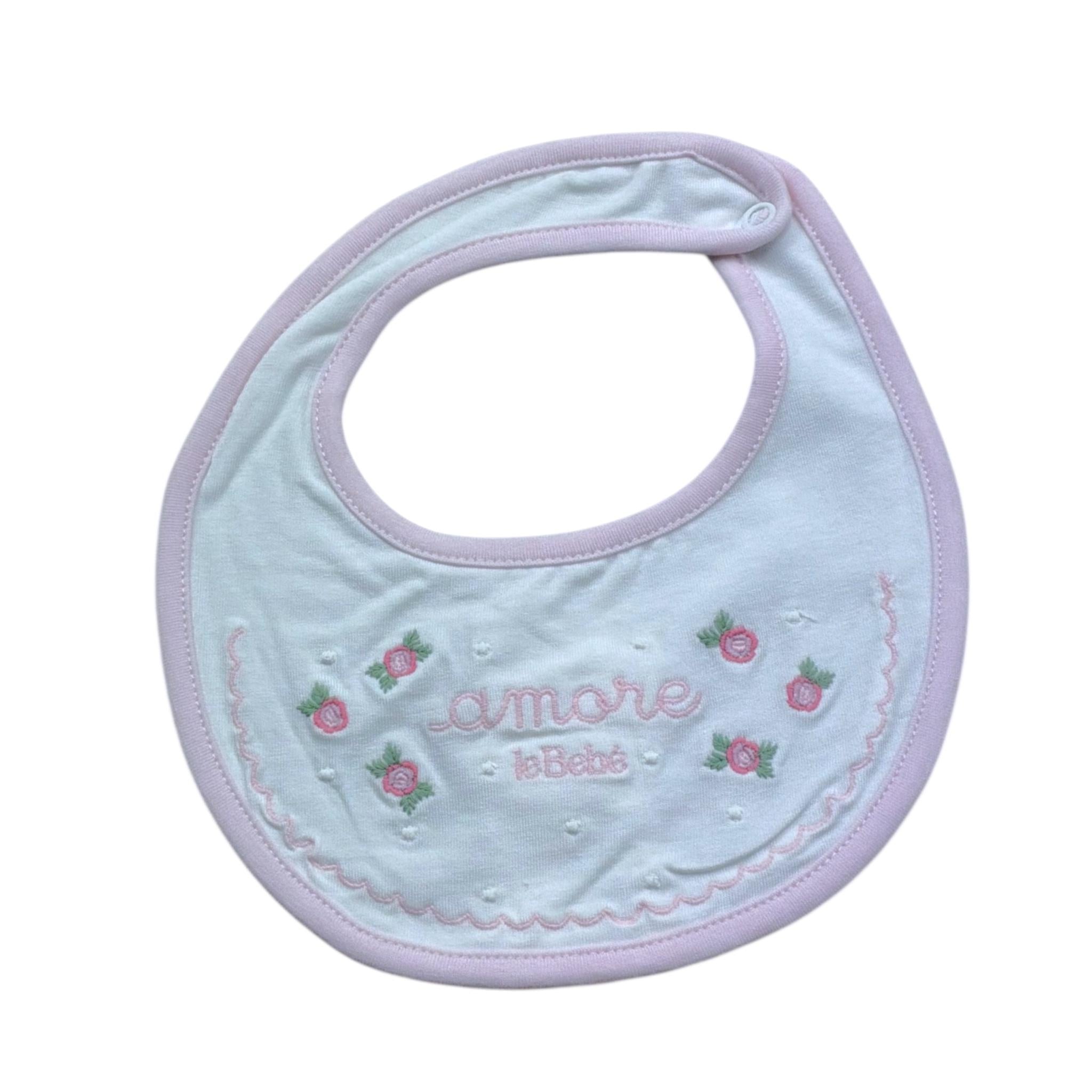 Le Bebe' Bavetta Tinta Unita con Stampa per Neonata LBG6211 BIANCO LE BEBE' 