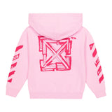 Off-White Solid Color Logo Hoodie Pink For Girls