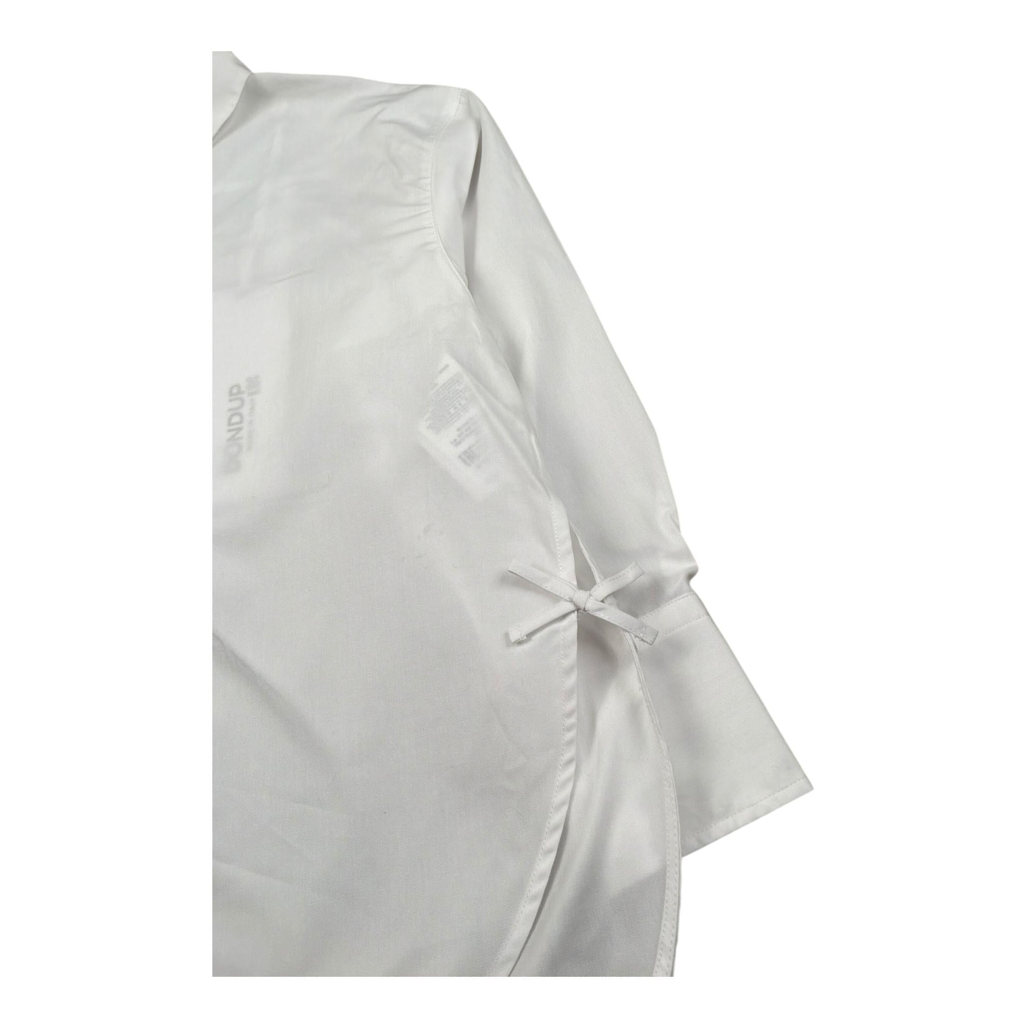 Dondup Camicia Manica Lunga Tinta Unita con Ricamo Logo per Bambina DFCA037X BIANCO DONDUP 