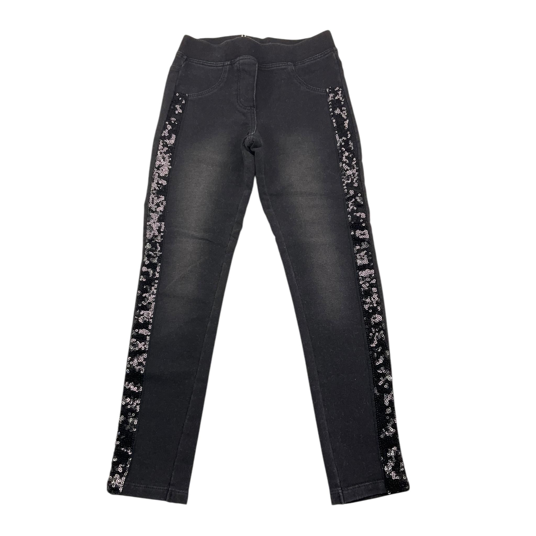 BOBOLI jeans tinta unita con elastico in vita e paillettes Nero per Bambina 490317 NERO BOBOLI 