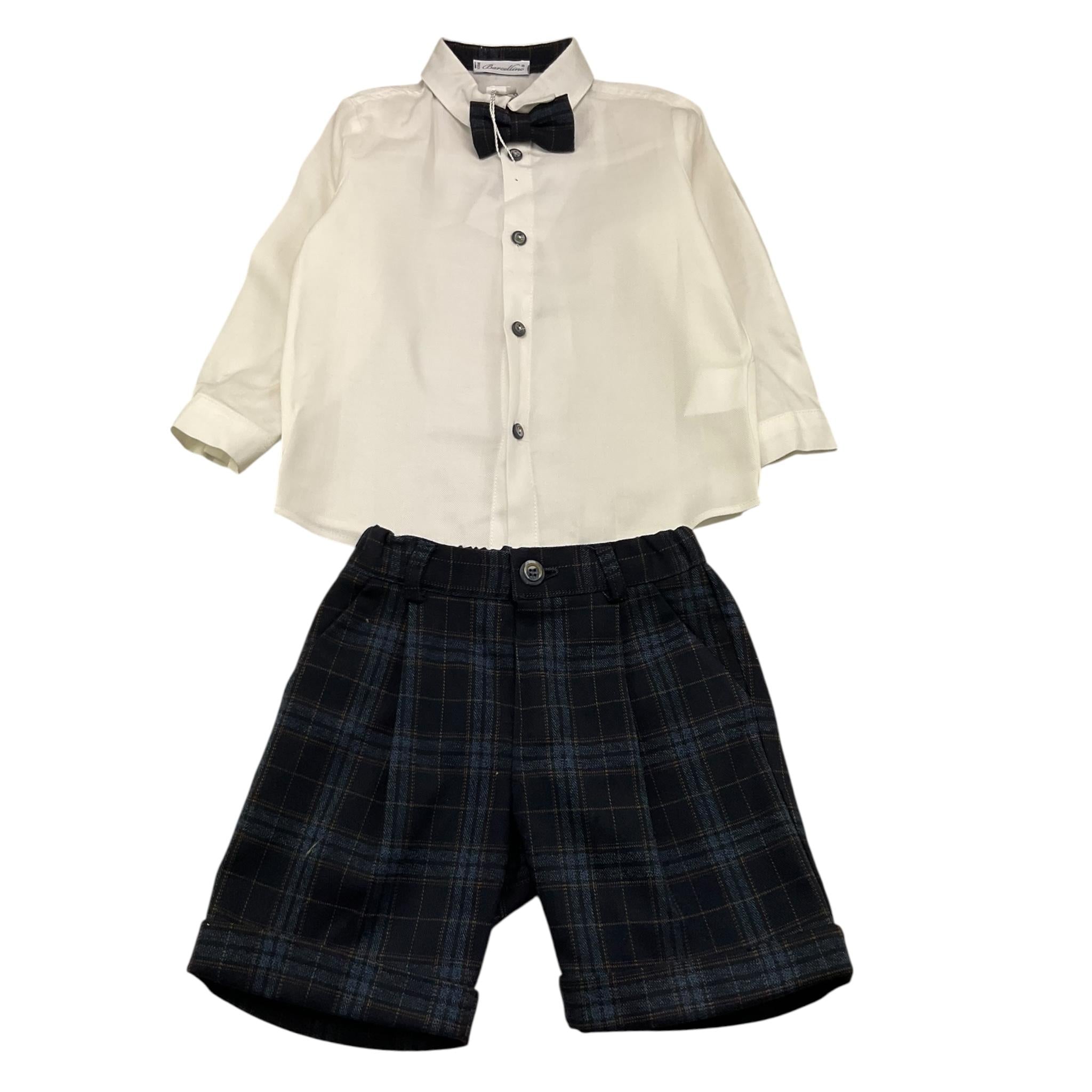 BARCELLINO completo 3 pezzi camicia-bermuda-papillon Bianco/blu per Neonato 105406 BIANCO/BLU BARCELLINO 