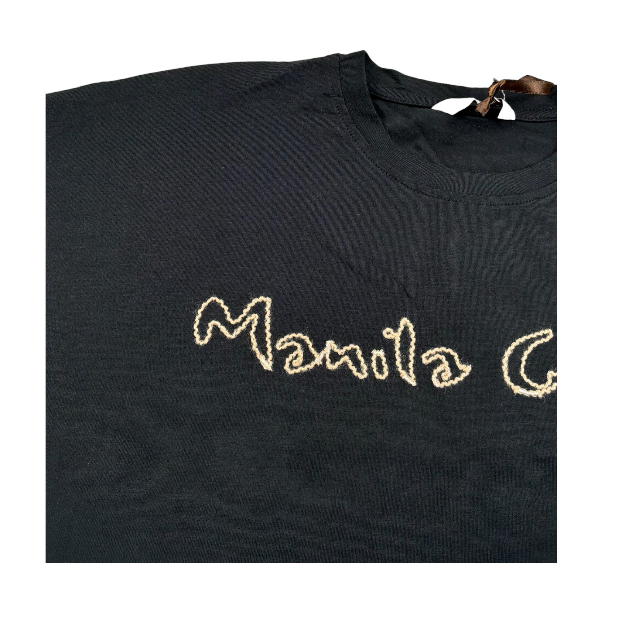 Manila Grace Canotta Tinta Unita con Stampa per Bambina 250TMJS25X NERO MANILA GRACE 