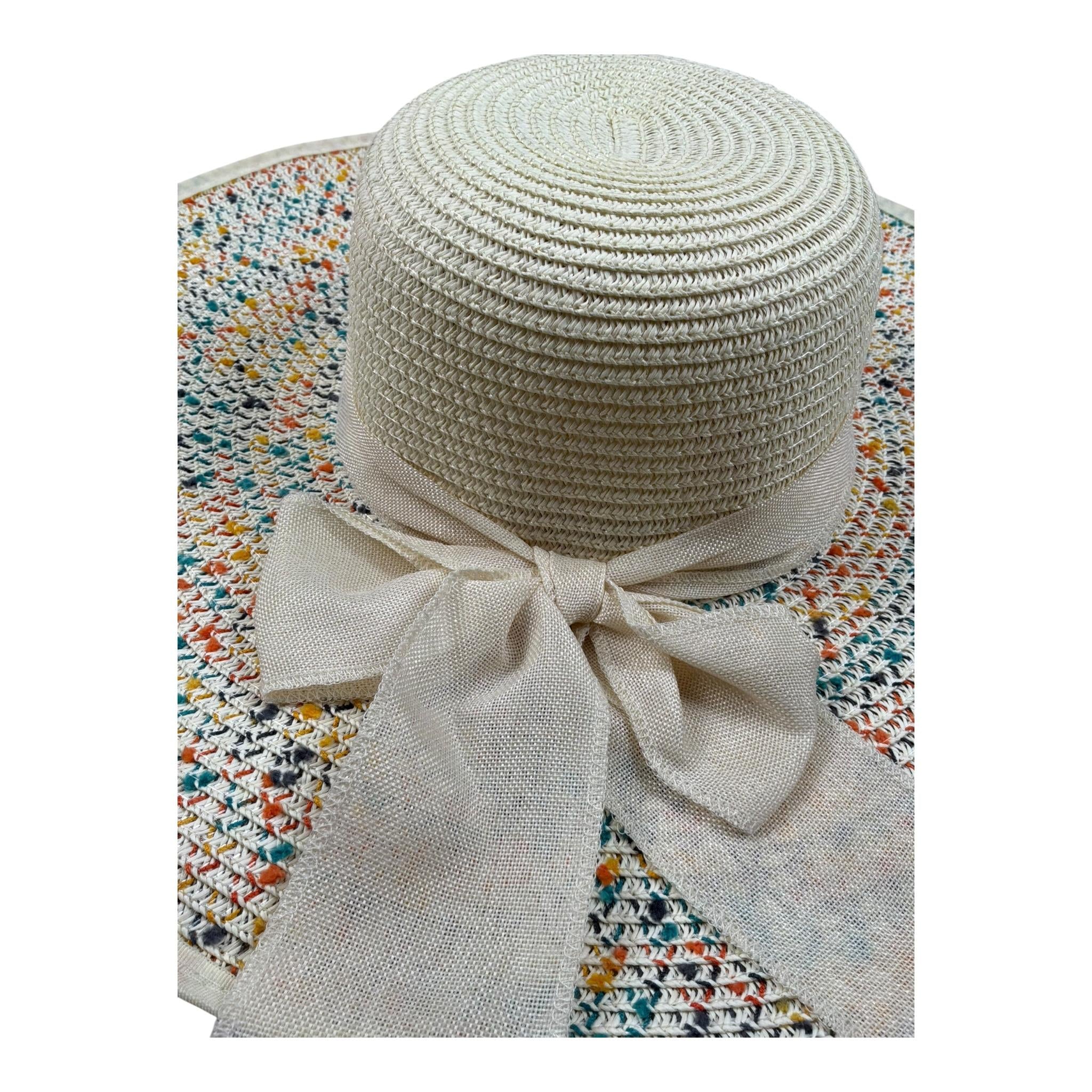 Fun & Fun Cappello In Paglia Tinta Unita con Fiocco per Bambina FNJAC12218 PANNA FUN & FUN 